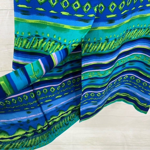 Kathie Lee Blue Green Print Sleeveless Maxi Skirt - Picture 3 of 8